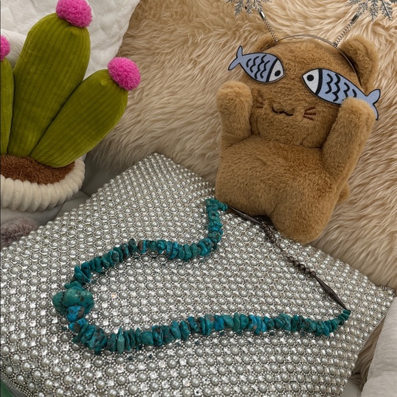 🤩Vintage OLD PAWN NATIVE AMERICAN INDIAN NUGGET TURQUOISE NECKLACE NAVAJO PEARL - Picture 15 of 16